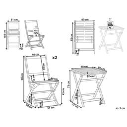 Wyld and Coco Acacia Living 3 Piece Folding Bistro Set 2 Chairs and Table Slatted in Brown - thumbnail 4