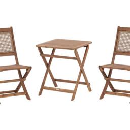 Wyld and Coco Acacia Living 3 Piece Folding Bistro Set 2 Chairs and Table Slatted in Brown - thumbnail 2