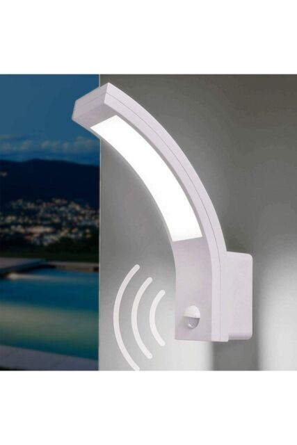 CGC Lighting 'Paris' White LED Curved Outdoor Wall Light With Motion Sensor - image 1