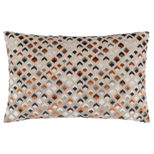 Paoletti Lexington Geometric Velvet Cushion in Orange - Size: 40 cm x 60 cm - image 1