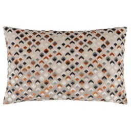 Paoletti Lexington Geometric Velvet Cushion in Orange - Size: 40 cm x 60 cm - thumbnail 1