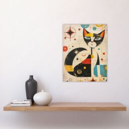 "Artery8 Wall Art Print Abstract Mid Century Modern Atomic Cat Lover Poster in Beige - Size: W18"" x H24""" - thumbnail 4