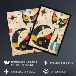 "Artery8 Wall Art Print Abstract Mid Century Modern Atomic Cat Lover Poster in Beige - Size: W18"" x H24""" - thumbnail 2