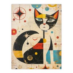 "Artery8 Wall Art Print Abstract Mid Century Modern Atomic Cat Lover Poster in Beige - Size: W18"" x H24""" - thumbnail 1