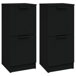 Berkfield Home Sideboards 2 pcs Black 30x30x70 cm Engineered Wood - Size: 30 x 30 x 70 cm - thumbnail 2