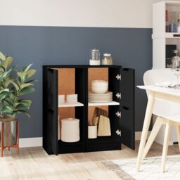 Berkfield Home Sideboards 2 pcs Black 30x30x70 cm Engineered Wood - Size: 30 x 30 x 70 cm - thumbnail 3