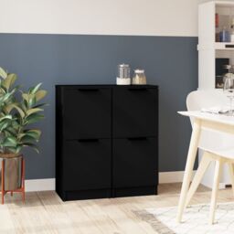 Berkfield Home Sideboards 2 pcs Black 30x30x70 cm Engineered Wood - Size: 30 x 30 x 70 cm