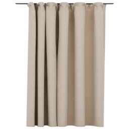 Berkfield Home Linen-Look Blackout Curtain with Hooks Beige 290x245 cm - thumbnail 2