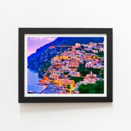 "Warren Reed - Designer Postiano At Dusk, Amalfi Coast, Italy Framed Art Print in Black - Size: W20"" x H30""" - thumbnail 2