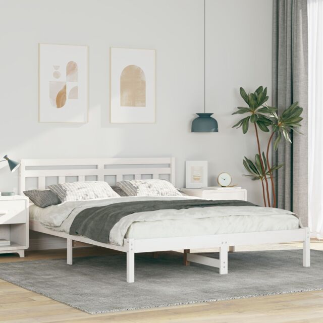 Berkfield Home with Headboard White Standard Double Pine wood - image 1