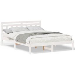 Berkfield Home with Headboard White Standard Double Pine wood - thumbnail 4