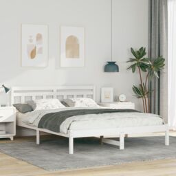 Berkfield Home with Headboard White Standard Double Pine wood - thumbnail 1