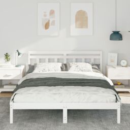 Berkfield Home with Headboard White Standard Double Pine wood - thumbnail 5