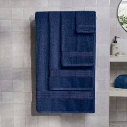 OHS 10 Pack of 100% Cotton Bathroom Hand Towel in Navy - thumbnail 2