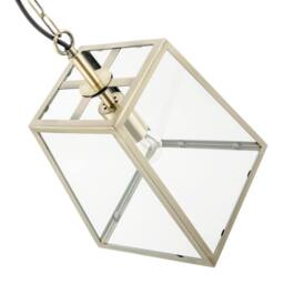 Happy Homewares Classic Lantern Pendant Light Fitting with Clear Glass Sides in Metallic Gold - thumbnail 4
