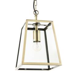 Happy Homewares Classic Lantern Pendant Light Fitting with Clear Glass Sides in Metallic Gold - thumbnail 3