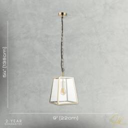 Happy Homewares Classic Lantern Pendant Light Fitting with Clear Glass Sides in Metallic Gold - thumbnail 7