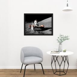 "Artery8 Wall Art Print Space NASA Apollo 17 Lunar Rover Vehicle Moon Photo Large Framed Wall Décor Art in White - Size: W18"" x H24""" - thumbnail 2