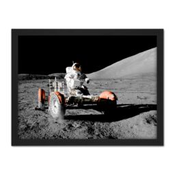 "Artery8 Wall Art Print Space NASA Apollo 17 Lunar Rover Vehicle Moon Photo Large Framed Wall Décor Art in White - Size: W18"" x H24""" - thumbnail 1