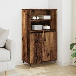 Berkfield Home Highboard Old Wood 60x36x110 cm Engineered Wood in Brown - Size: 60 x 36 x 110 cm - thumbnail 1