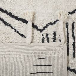 Wyld and Coco Cotton Rug 140 x 200 cm Off-White Black Geometric with Tassels in White - Size: 140 cm x 200 cm - thumbnail 5