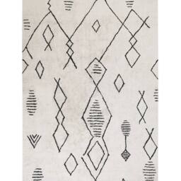 Wyld and Coco Cotton Rug 140 x 200 cm Off-White Black Geometric with Tassels in White - Size: 140 cm x 200 cm - thumbnail 2