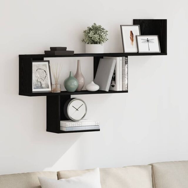 Berkfield Home Wall Shelf Black Oak 100x15x70 cm Engineered Wood - Size: 100 x 15 x 70 cm - image 1