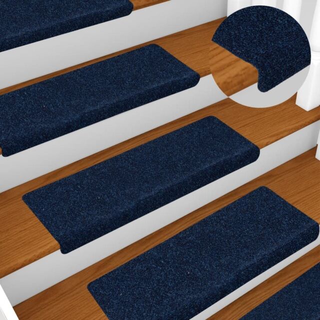 Berkfield Home Stair Mats 15 pcs Needle Punch 65x21x4 cm Blue - Size: Medium - image 1