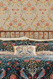 Morris & Co 'Seasons By May Indigo' Cotton Duvet Cover Set in Indigo - Size: Double - thumbnail 3
