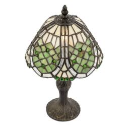 Happy Homewares Handmade Beaded Coloured Stained Glass Tiffany Table Lamp in Green - Size: 8 inches - thumbnail 5