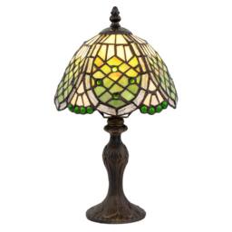 Happy Homewares Handmade Beaded Coloured Stained Glass Tiffany Table Lamp in Green - Size: 8 inches - thumbnail 2