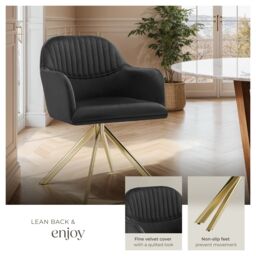 tectake Armchair Lona Set Of 6 - Black/Gold in Black - Size: 6 Pack - thumbnail 4