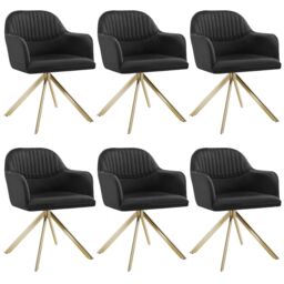 tectake Armchair Lona Set Of 6 - Black/Gold in Black - Size: 6 Pack - thumbnail 1