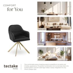 tectake Armchair Lona Set Of 6 - Black/Gold in Black - Size: 6 Pack - thumbnail 7