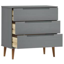 Berkfield Home Beautiful Drawer Cabinet MOLDE Grey 80x40x80 cm Solid Wood Pine - Size: 80 x 40 x 80 cm - thumbnail 5