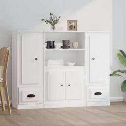 Berkfield Home Highboards 3 pcs White Engineered Wood - thumbnail 2