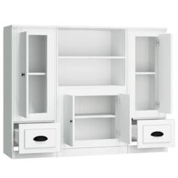 Berkfield Home Highboards 3 pcs White Engineered Wood - thumbnail 6