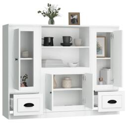 Berkfield Home Highboards 3 pcs White Engineered Wood - thumbnail 5