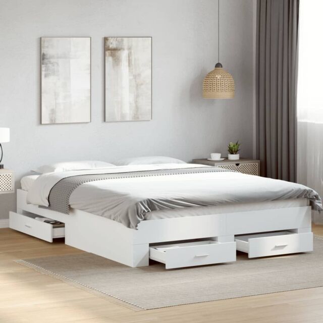 Berkfield Home Bed Frame with Drawers without Mattress White 160x200 cm - image 1