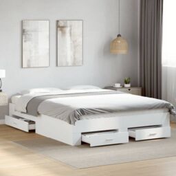 Berkfield Home Bed Frame with Drawers without Mattress White 160x200 cm - thumbnail 1