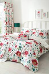 Dreams & Drapes 'Abstract Poppy' Lined Pair of Pencil Pleat Curtains - Size: 168 cm width x 183 cm drop - thumbnail 4