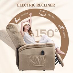 HOMCOM Power Lift Recliner Chair for Elderly with Remote Control in Beige - thumbnail 6