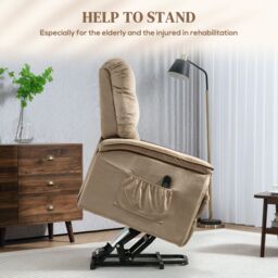 HOMCOM Power Lift Recliner Chair for Elderly with Remote Control in Beige - thumbnail 4