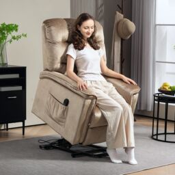 HOMCOM Power Lift Recliner Chair for Elderly with Remote Control in Beige - thumbnail 1
