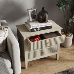Melody Maison Pair Of Large 3 Drawer Bedside Tables - Hales Taupe Range in Beige - thumbnail 6