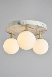 BHS Lighting Leona Marble Flush Bathroom Ceiling Light in Gold
