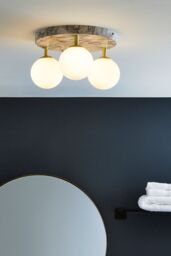 BHS Lighting Leona Marble Flush Bathroom Ceiling Light in Gold - thumbnail 4