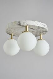 BHS Lighting Leona Marble Flush Bathroom Ceiling Light in Gold - thumbnail 2