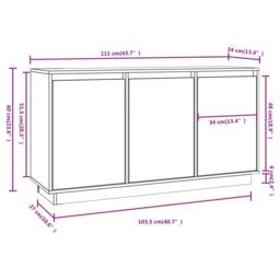 Berkfield Home Sideboard White 111x34x60 cm Solid Wood Pine - Size: 111 x 34 x 60 cm - thumbnail 9