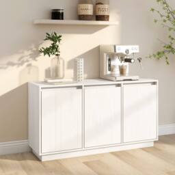 Berkfield Home Sideboard White 111x34x60 cm Solid Wood Pine - Size: 111 x 34 x 60 cm - thumbnail 2